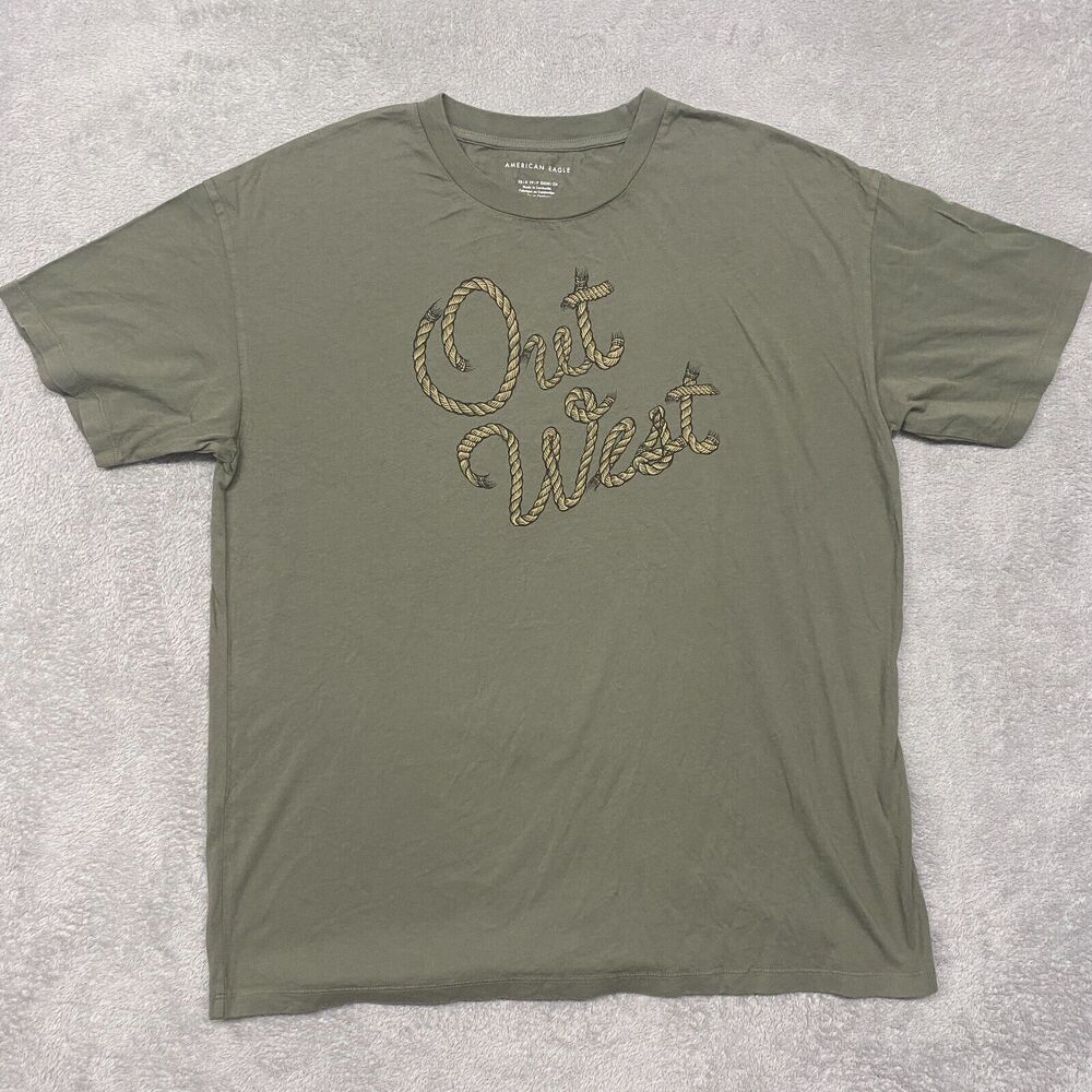 American Eagle Shirt Mens Extra Small Green‎ Out West Graphic Tee Short Sleeve